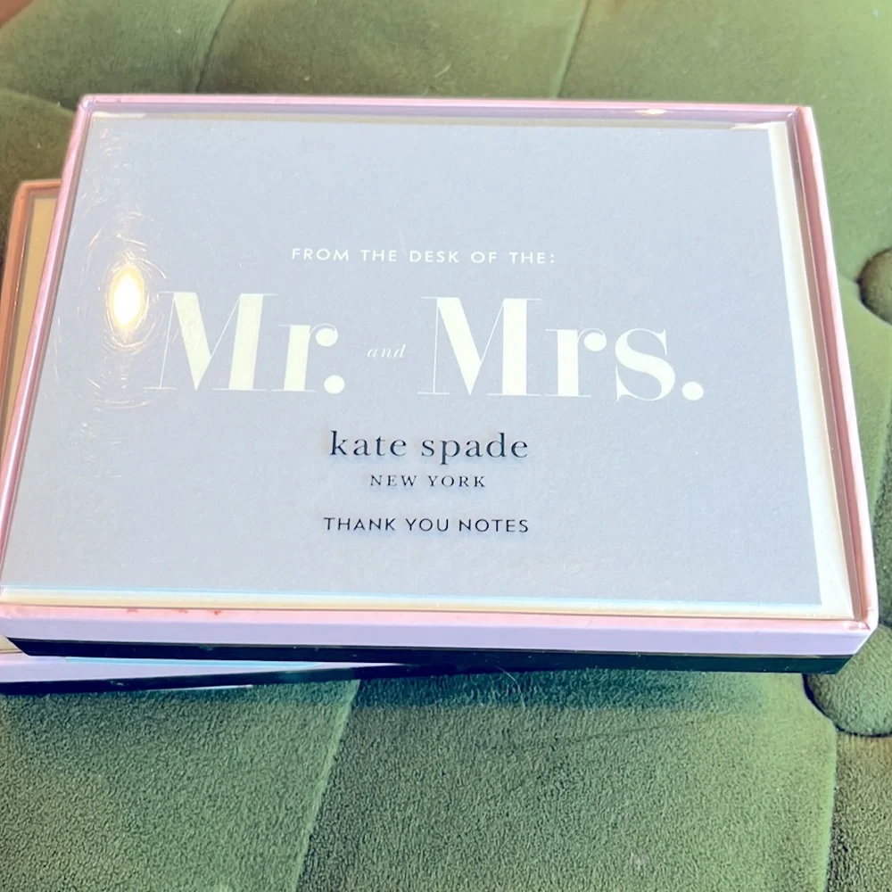 ♠️ 💍 KATE SPADE THANK YOU CARD SET “From The Desk Of MR. and MRS.” 10 Notecards